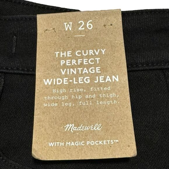 NEW Madewell Size 26 (4) Curvy Perfect Vintage Wide-Leg Jean Black Rinse NWT - Picture 4 of 8